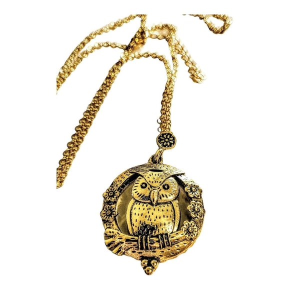 Owl Magnifying Glass/Pendant on 28-30" Gold Tone Chain Women's Gift Casual Snk4 - Picture 2 of 6